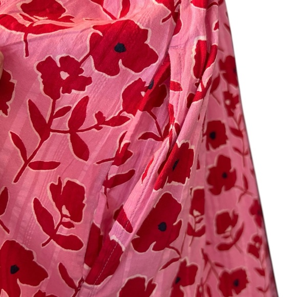 VINEYARD VINES Rock Rose Smocked Waist Midi Dress Pink Red Size XL Perfect! - Picture 5 of 7